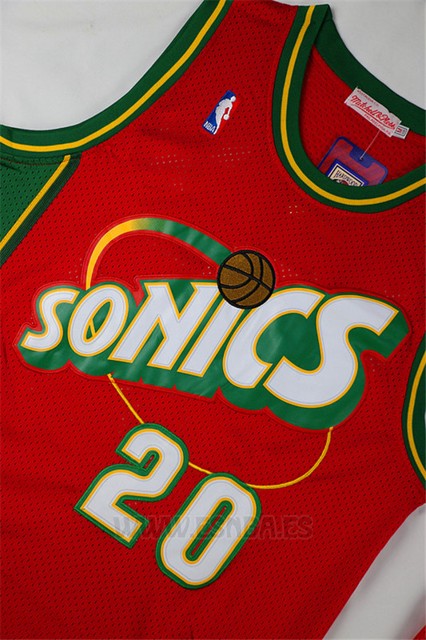 Camiseta Historic Retro Seattle SuperSonics Gary Payton #20 Rojo